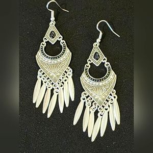 Silver & Black Stone Earrings